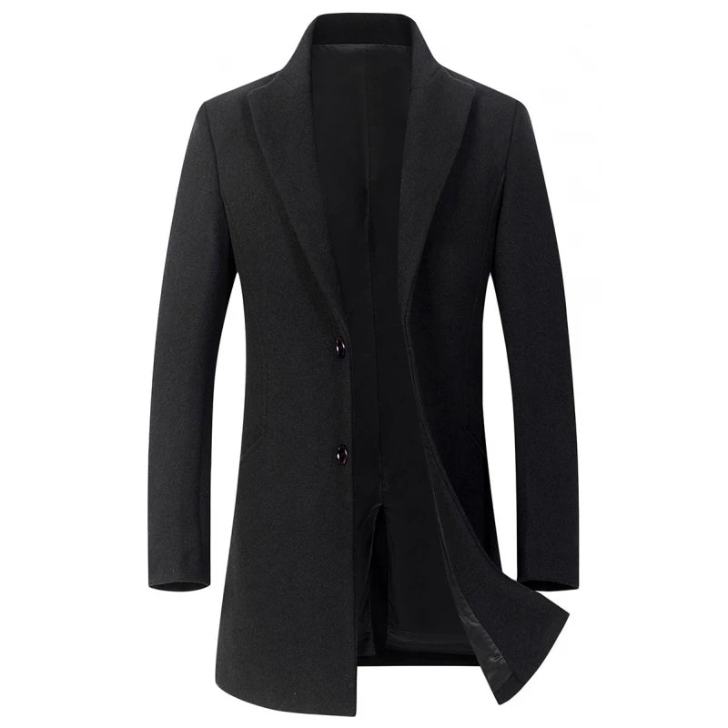 Casual Business Boutique Woolen Coat Men's Long Trench Thick Casual Wool & Blends