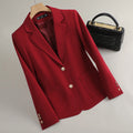 Ladies Blazer Women Black Red Female Business Work Wear Jacket With Pocket