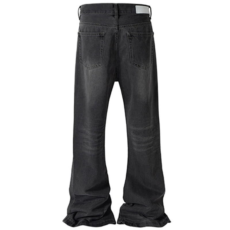 Men's Black Slim Flared Jeans Designer Jeans Trousers Male Denim Pants