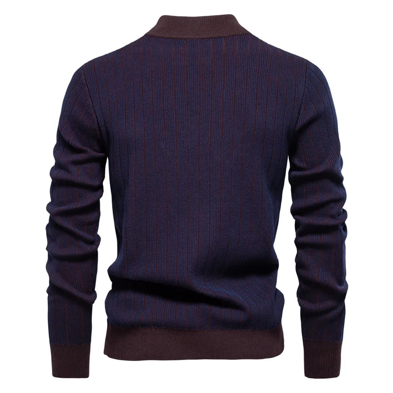 Autumn Winter Men Pullover Knit Sweaters Turtlenecks Slim Striped Casual Pullovers Outwear