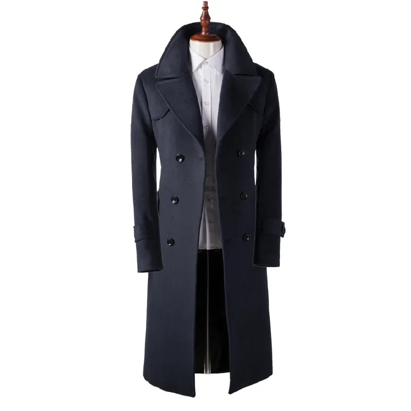 Winter Woolen Overcoat Super Jacket Casual Double Breasted Mens Wool Coat