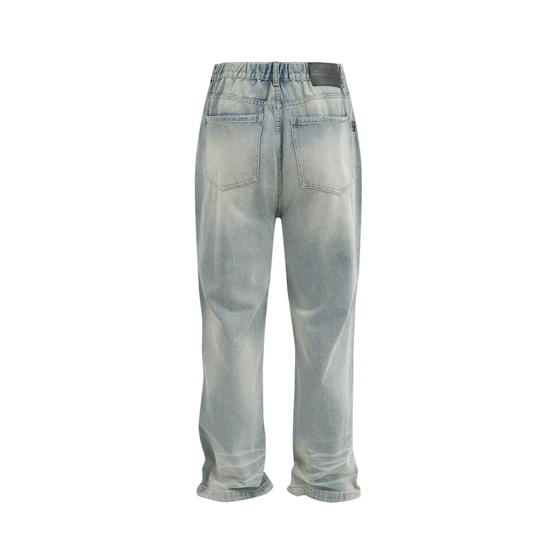 Lightning Blue Jeans Pantalones Straight Vintage Denim Trousers