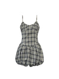 Women Summer Dress Sexy Strapless Plaid Mini Dress Party Club Dress Spaghetti Strap Sundress Female Clothing