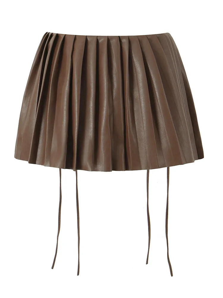 Women Pleated Mini Skirt Low Waist Super Short Skirts Chic Metal Zipper Slim Skort