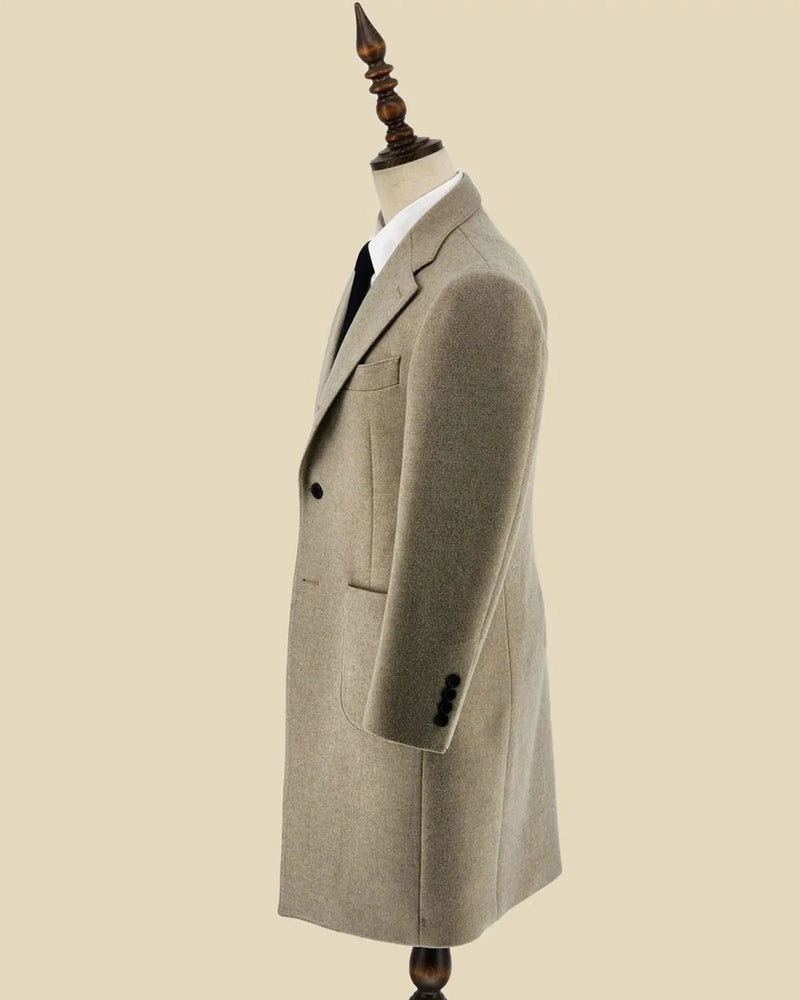 Classic Solid England Style Woolen Overcoat Men's Thick Plus Single-Breasted Long Coat Casual Winter Warm Jacket