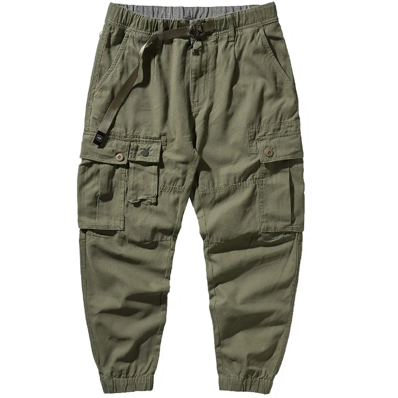 Autumn American Retro Woven Tooling Pants Men Washed Military Casual Trousers