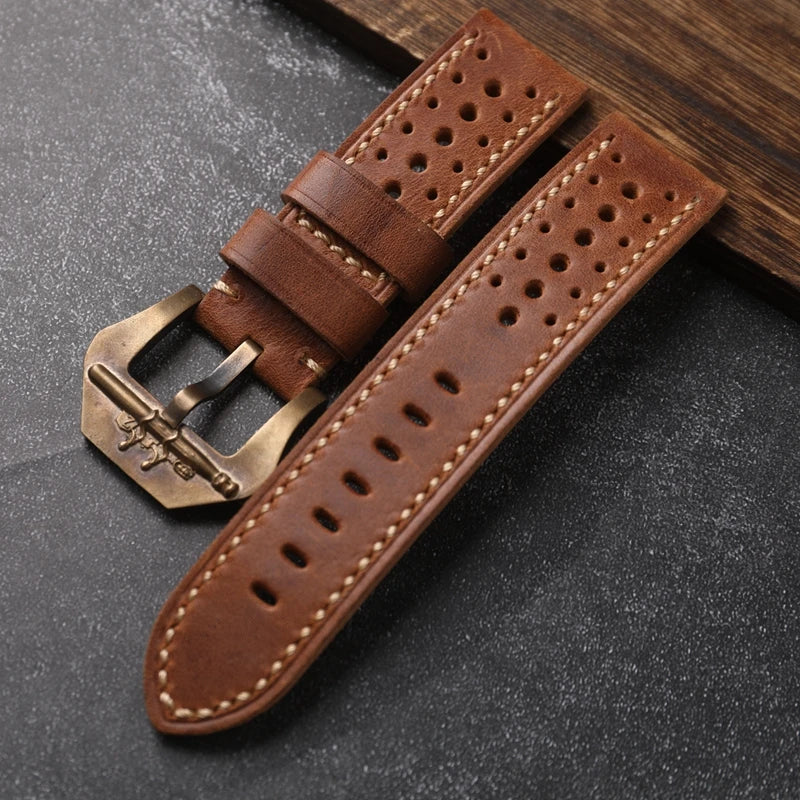 Handmade Leather Watchband Breathable Style Thickened Style Men's Bracelet Vintage Style