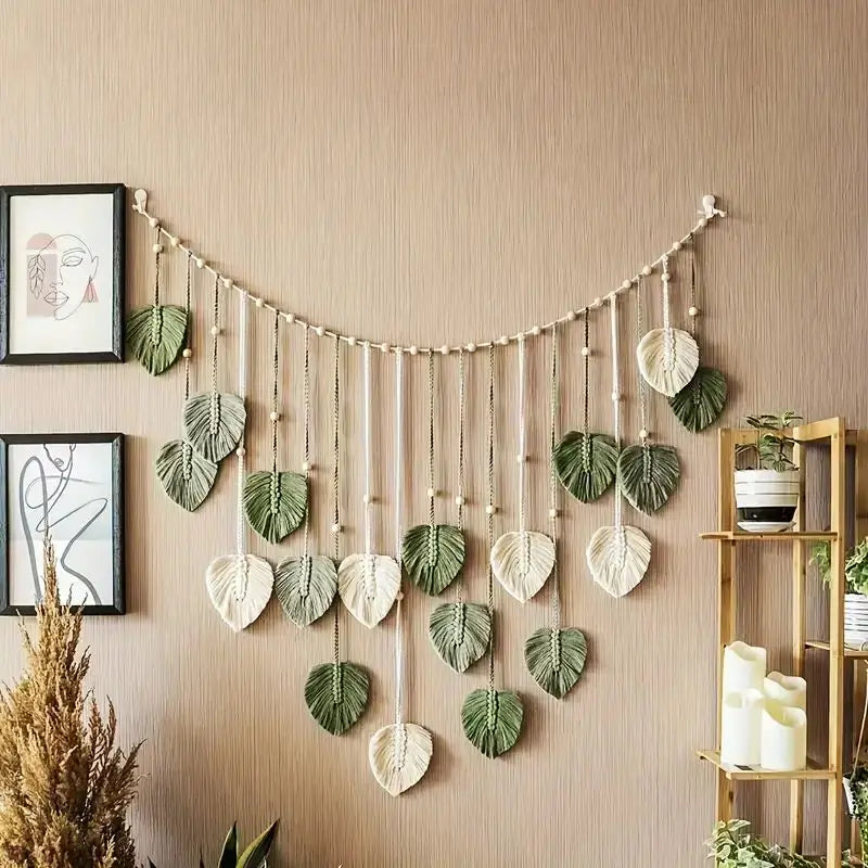 Boho Home Decoration Tapestry Leaf Feather Wall Hanging Decor for Living Room Bedroom Boho Wall Art