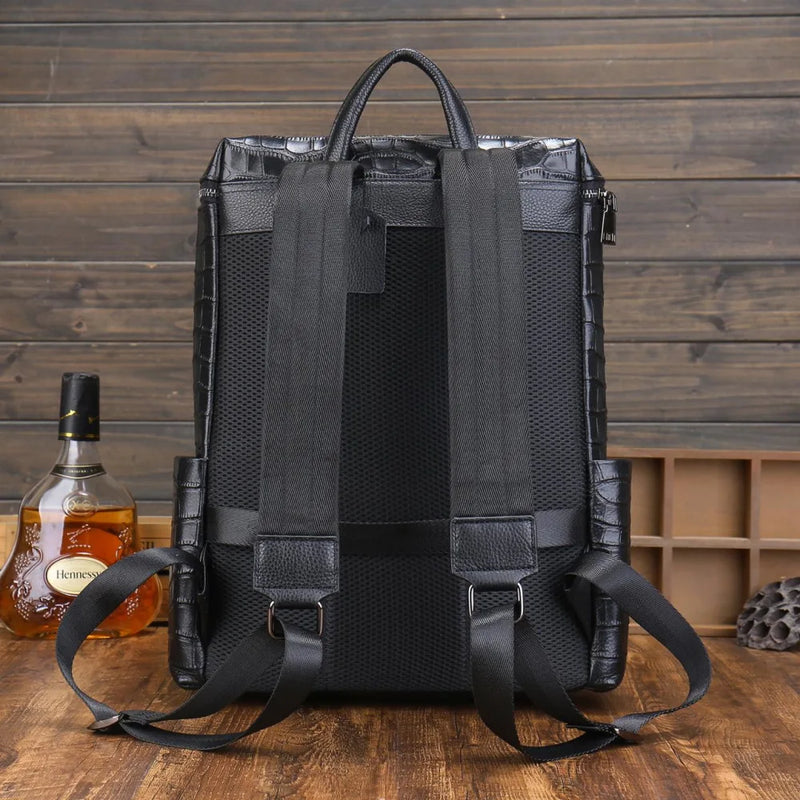 Leather Travel Backpack Men Business Backpack Large Rucksack for Men Laptop Bag