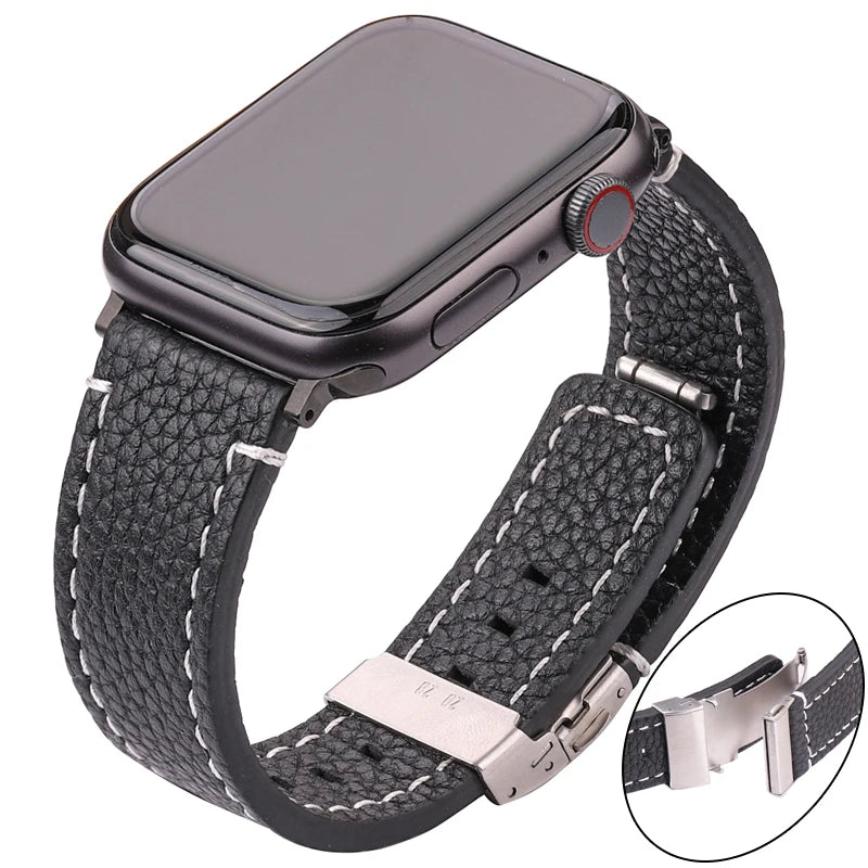 Soft Genuine Leather Strap For Apple Watch Band Serie 7 6 5 4 Se Watchband