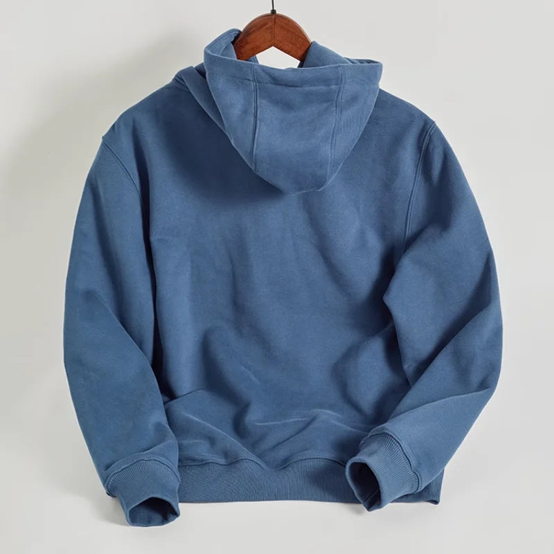 Heavyweight Men's Hooded Sweatshirt with Fleece Lining for Autumn and Winter