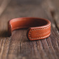 Leather Cuff Bracelets For Men Adjustable Handmade Wristband Khaki Bracelet