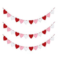 3pcs Red Hearts Felt Garland Banner Pull Flowers Valentine Wedding Birthday Party Decor