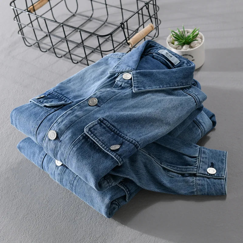 Autumn Winter Denim Shirts Casual Streetwear Thin Jacket For Men