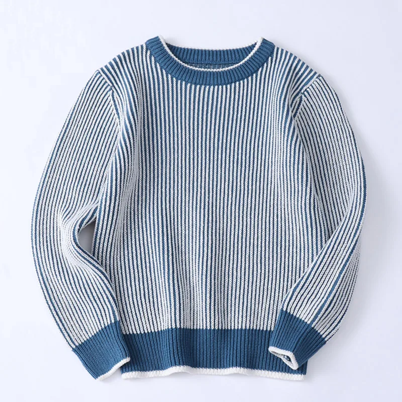 Autumn Winter Boys Girls Knitted Sweater Mink Velvet Warm Long Sleeve  Tops  Children's Pullover Knitwear