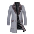 Winter Men's Long Woolen Coat Fur Collar Warm Wool Coats Male Casual Windbreaker Jacket