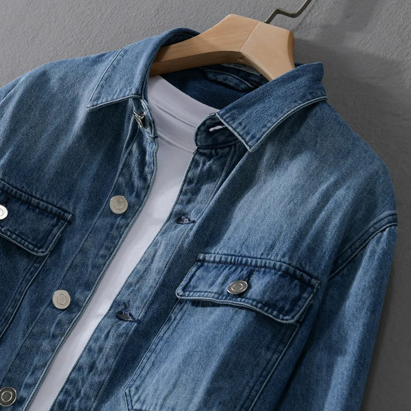 Autumn Winter Denim Shirts Casual Streetwear Thin Jacket For Men