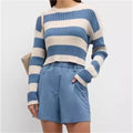 Sweaters for women Summer Stripe Top Elastic knitted Pullover Sequin decoration knitwear