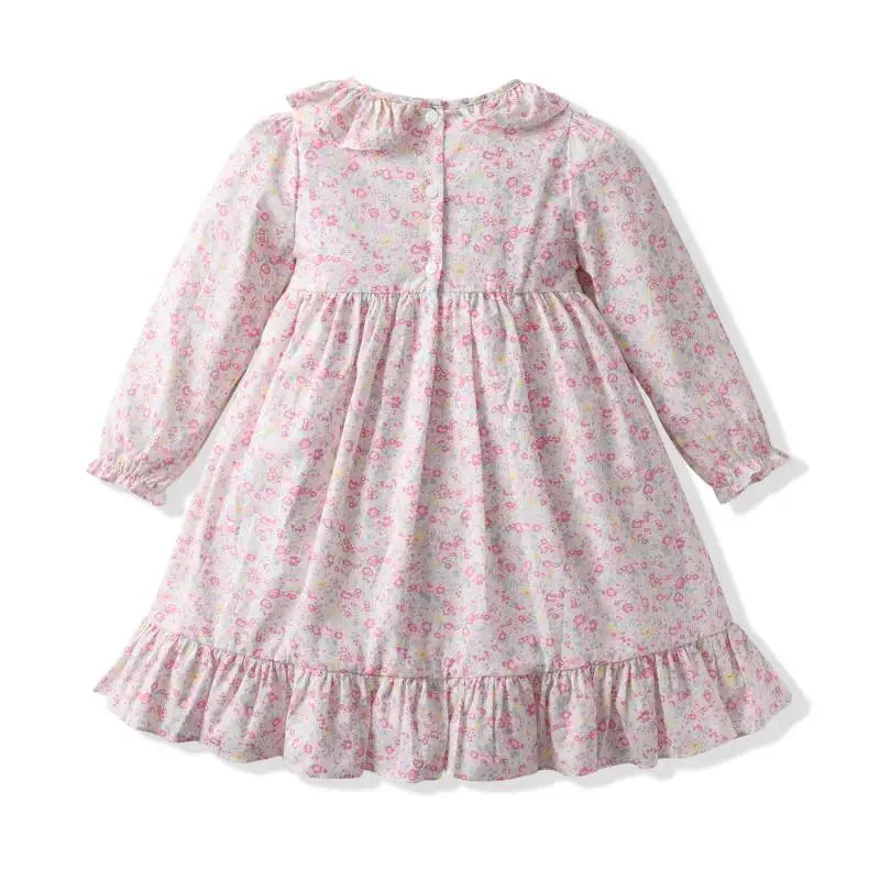 Flower Baby Girl Smocking Dress Children Sailboat Embroidery Puff Sleeve Dresses Girls Charlotte Princess