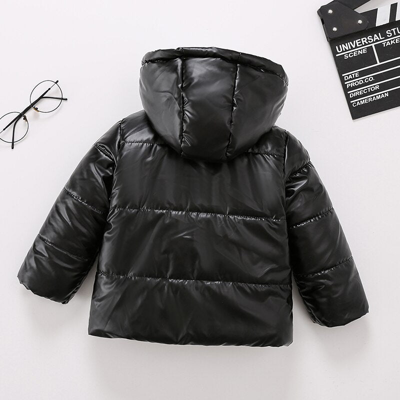 Toddler Boy Girl Trendy Metallic Waterproof Windproof Hooded Coat