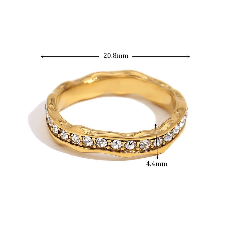 Wave Shape Ring  Stainless Steel 18k Gold Plated Exquisite Women Jewelry For Party Dating