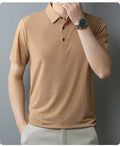 Men Polo Short T-shirt Summer Pure Flip Collar Thin Clothing Breathable