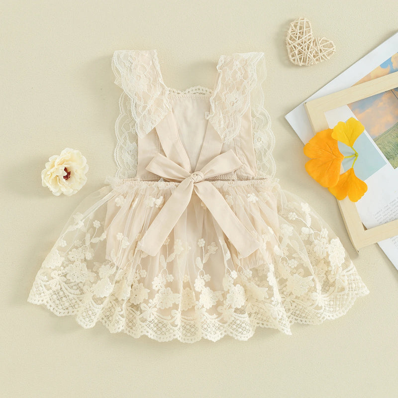 Baby Girl Romper Princess Lace Tulle Ruffle Jumpsuit Playsuit Sunsuit Birthday Clothing Summer