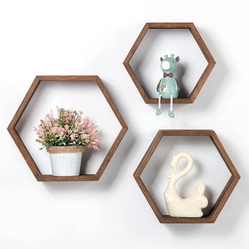 Shelving wall hanging Wooden hexagonal frame living room wall decoration wall hanging frame