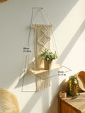 Macrame Wall Shelf Wood Floating Shelves Flower Pot Display Stand Hanging Wall Boho Home Decoration