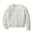 Kids Girls Cherry Hand Embroidery Long Sleeves Knitted Sweater Clothes Teen Girls Organic Cotton Knit Cardigan