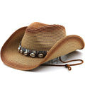 Hat Men's Sun Hat Wide Brim Fedora Hat Belt Decorate Beach Straw Hat for Men