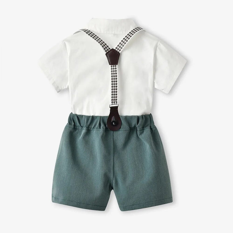 Baby Boys Clothing Summer Short Sleeve White Shirt Green Shorts Kids Boy Groups Solid Toddler Boy Baby Set Kids Clothing