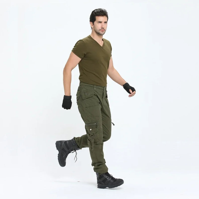 Men Cargo Military Style Tactical Pants Combat Pockets Outdoors Trouser Male