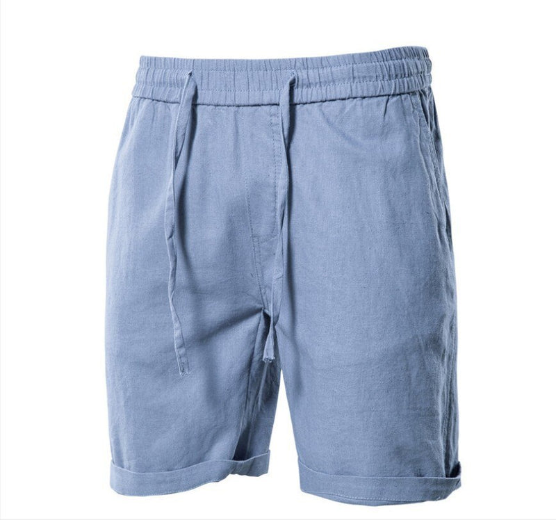 Summer Casual Shorts Men Cotton Solid Boardshort Bermuda Mens Drawstring Men Beach Shorts Sportswear