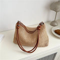 Rattan Straw Bag Fashion Woven Large Capacity Handbag Handmade Braid Shoulder Bag Summer Beach