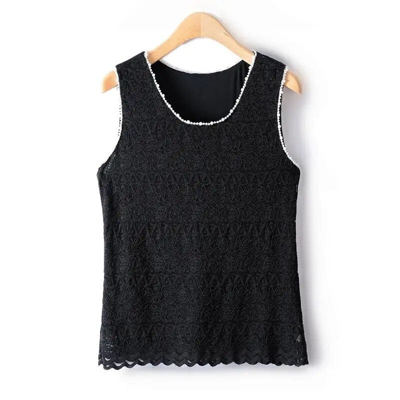 Women Comfortable Elastic Lace Vest Female Summer Crochet Suspenders Slim Woman Clothing