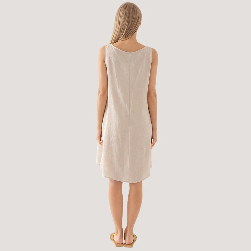 Linen Women Dress Loose Sleeveless Elegant Dresses For Women Sundress