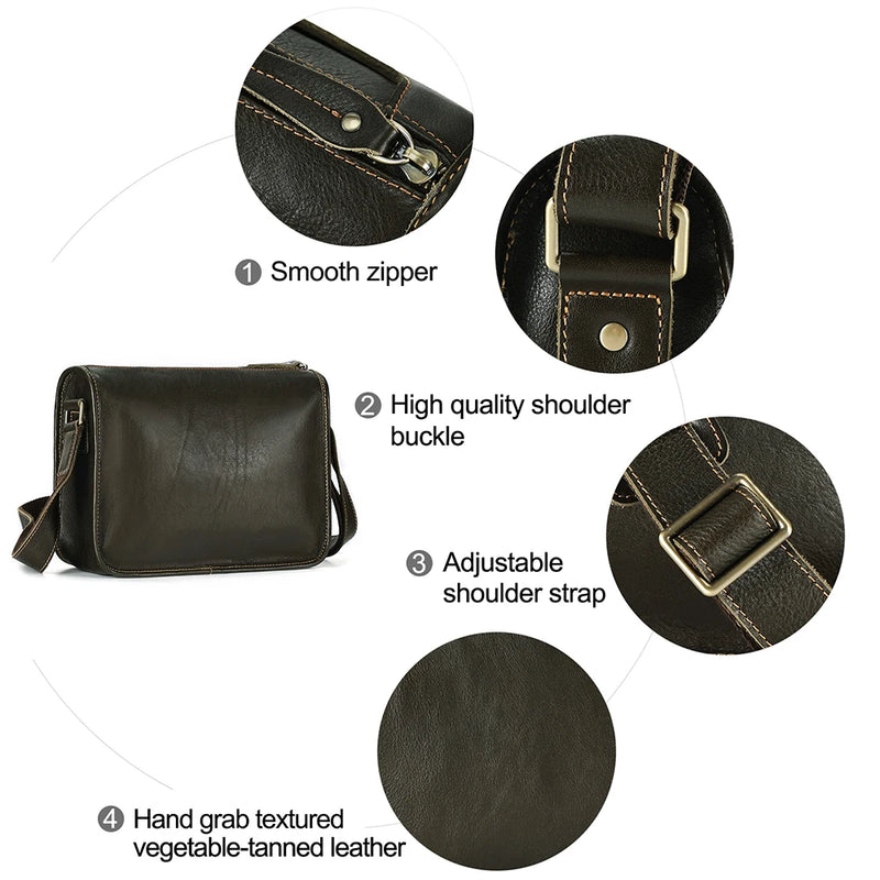 Genuine Leather Small Messenger Bag for Men Business Work Casual Crossbody Bags Leather Shoulder Bag