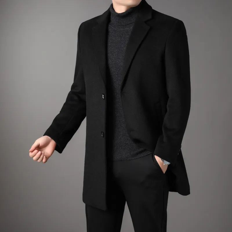 Men's Wool & Blends Jackets Men Slim Fit Straightforward Anti Wrinkle Business Casual Single Breasted Coat