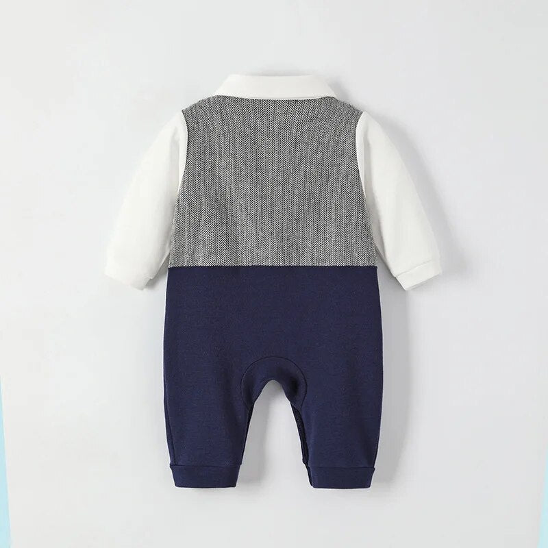 Boy Clothes Toddler Baby Boys Bow Tie Gentleman Jumpsuit Bodysuits Newborn Clothing Rompers Autumn Spring Outfits Babysuits