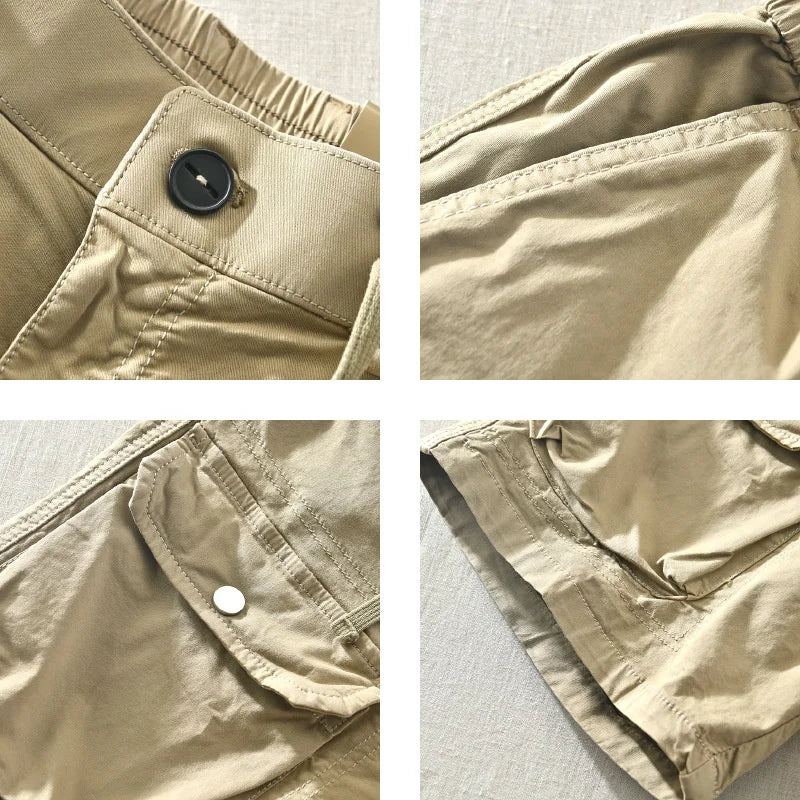 Summer Men's Casual Versatile Solid Pocket Decoration Work Shorts