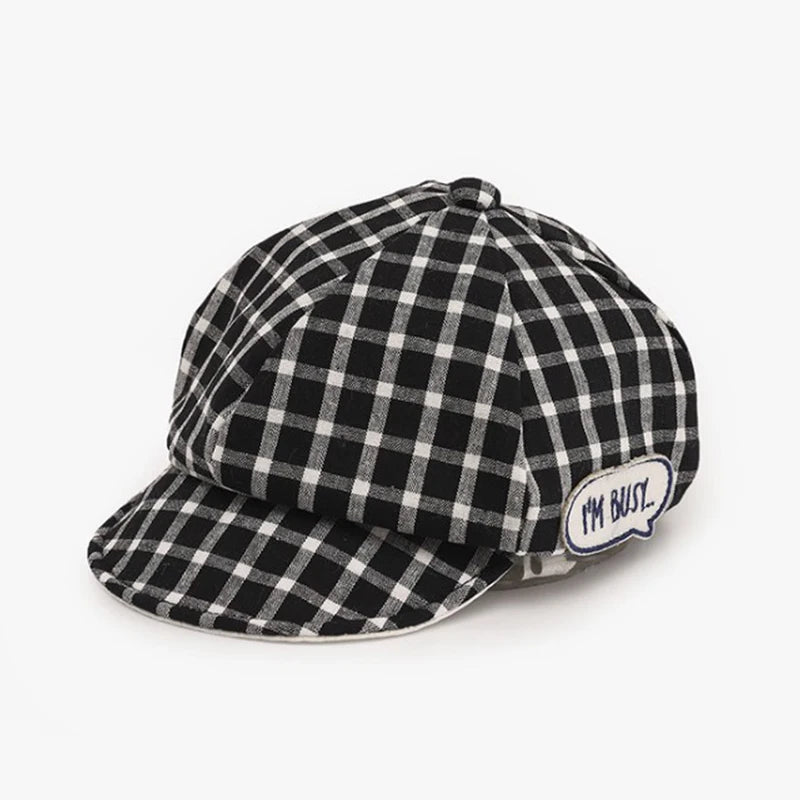 Baby Beret for Boys Daily Wear Plaid Letter Sport Caps Kids Baseball Cap Infant Toddler Sun Hat