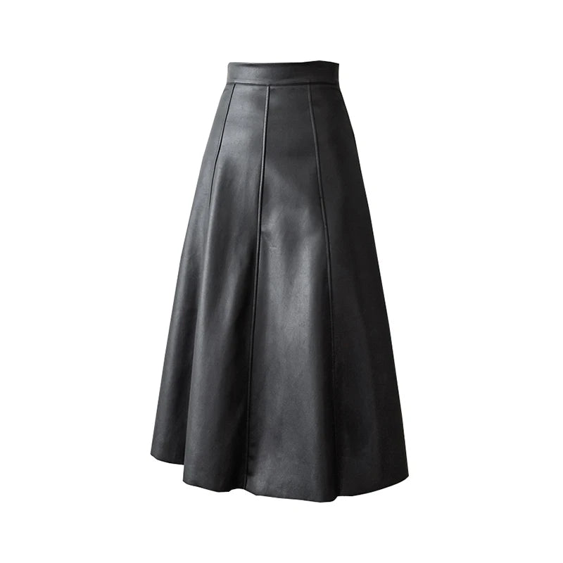 Women Leather Skirt Streetwear Long Skirt