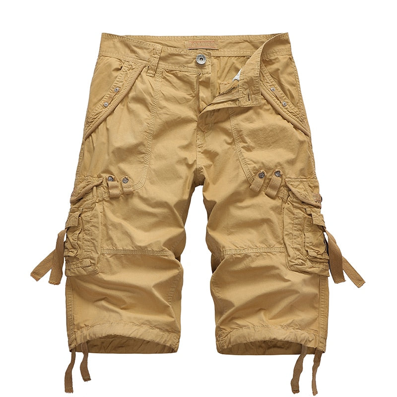 Summer Cargo Shorts Men Casual Workout Military Army Men Shorts Multi-pockets Calf-length Short Homme Men Clothing