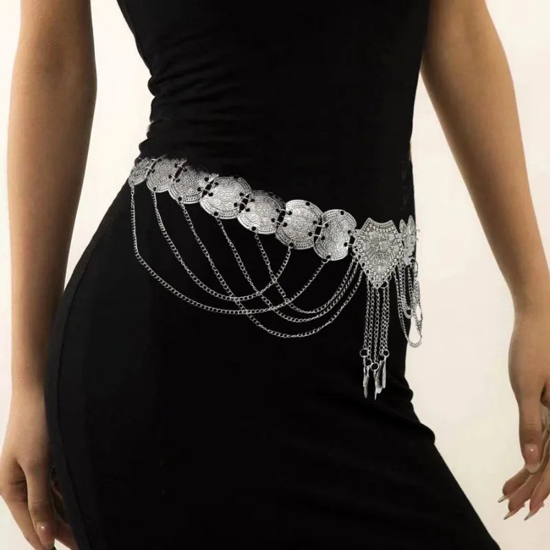 Dress Skirt Sweater Waist Chain Belt Waistband Tassel Hollowed Belt Retro Women Belt