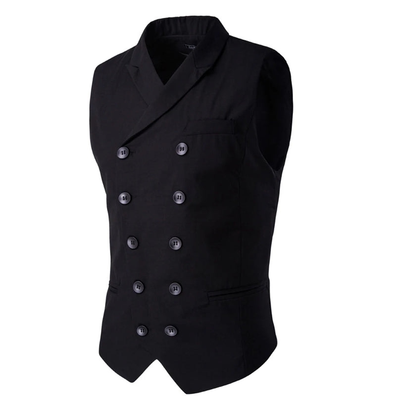 Double Breasted Elegant Suits for Men Lapel Social Men's Vest Mens Dress Vest Male Sleeveless Blazer Clothing