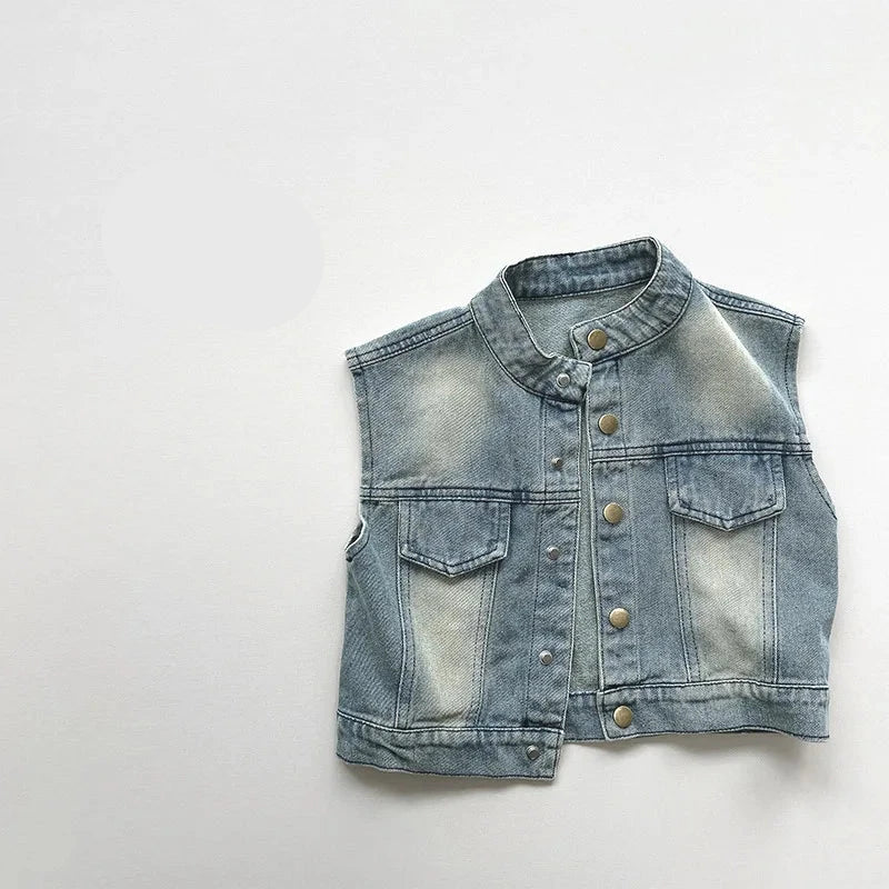 Denim Vest Spring Autumn Waistcoat for Kids Boys Casual Sleeveless Jackets Baby Vest for Girls