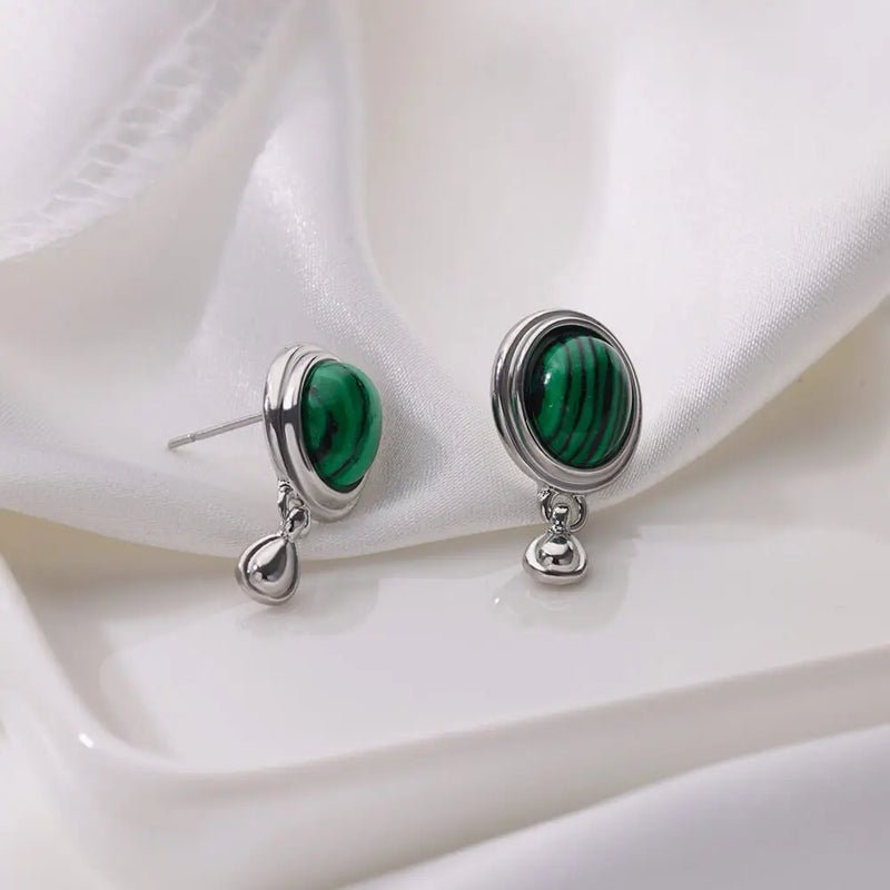 Oval Water Drop Stud Earrings For Women Stainless Steel Earring Female