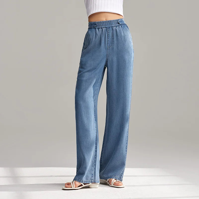 Women Trousers Simple Style Summer Wide-Legged Trousers