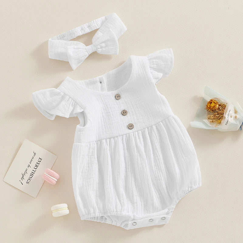 Baby Girl Romper Newborn Summer Clothes Toddler Cotton Linen Bodysuit Spring Cute Infant 3 6 9 12 Months Outfit